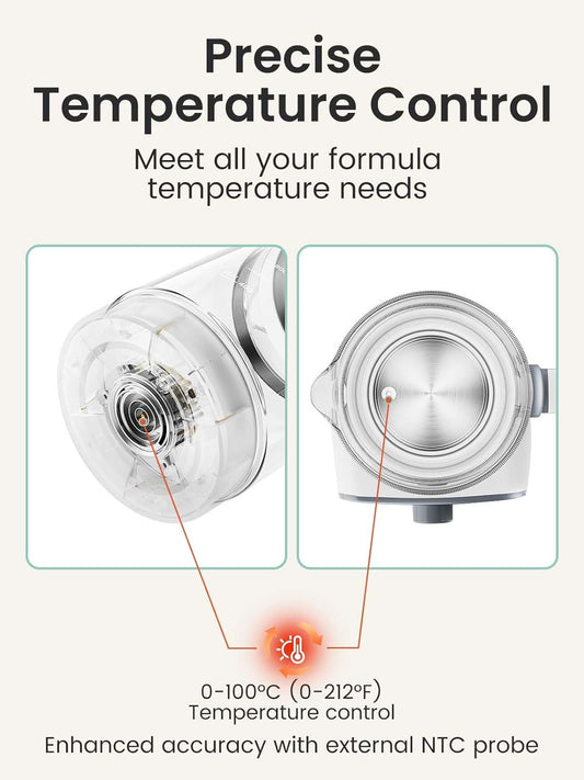 GROWNSY Baby Instant Warmer, Glass Water Boiler with Accurate Temperature Control for Formula, Coffee and Tea, 1.3 Liter Electric Kettle with LCD Display and Timer